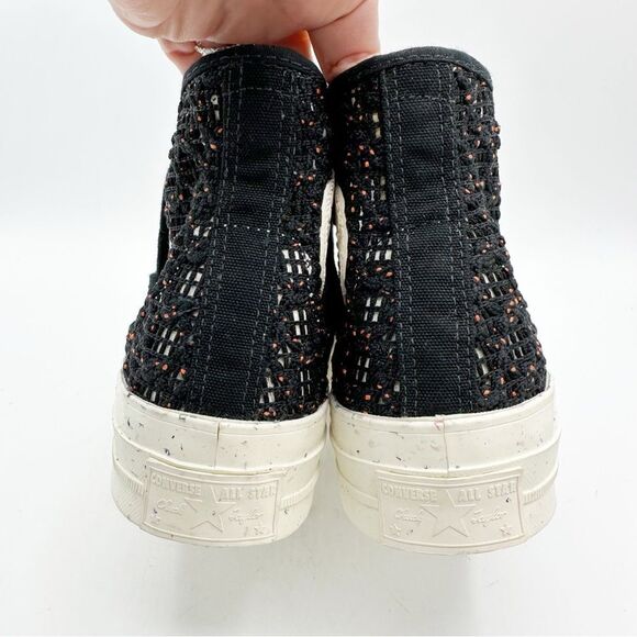 Converse Chuck Taylor All Star 70 Hi Speckled Black Crochet Womens Sample Sz 5 - Picture 10 of 15